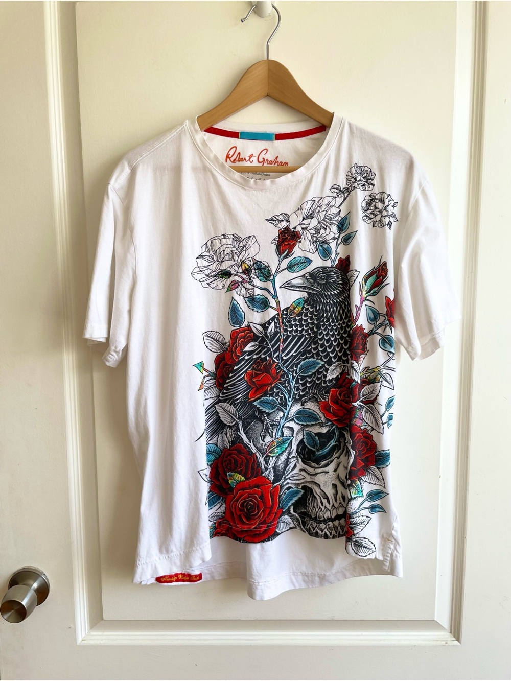Robert Graham Men's Peconic Floral Bird & Skull Graphic T-shirt In White Size L